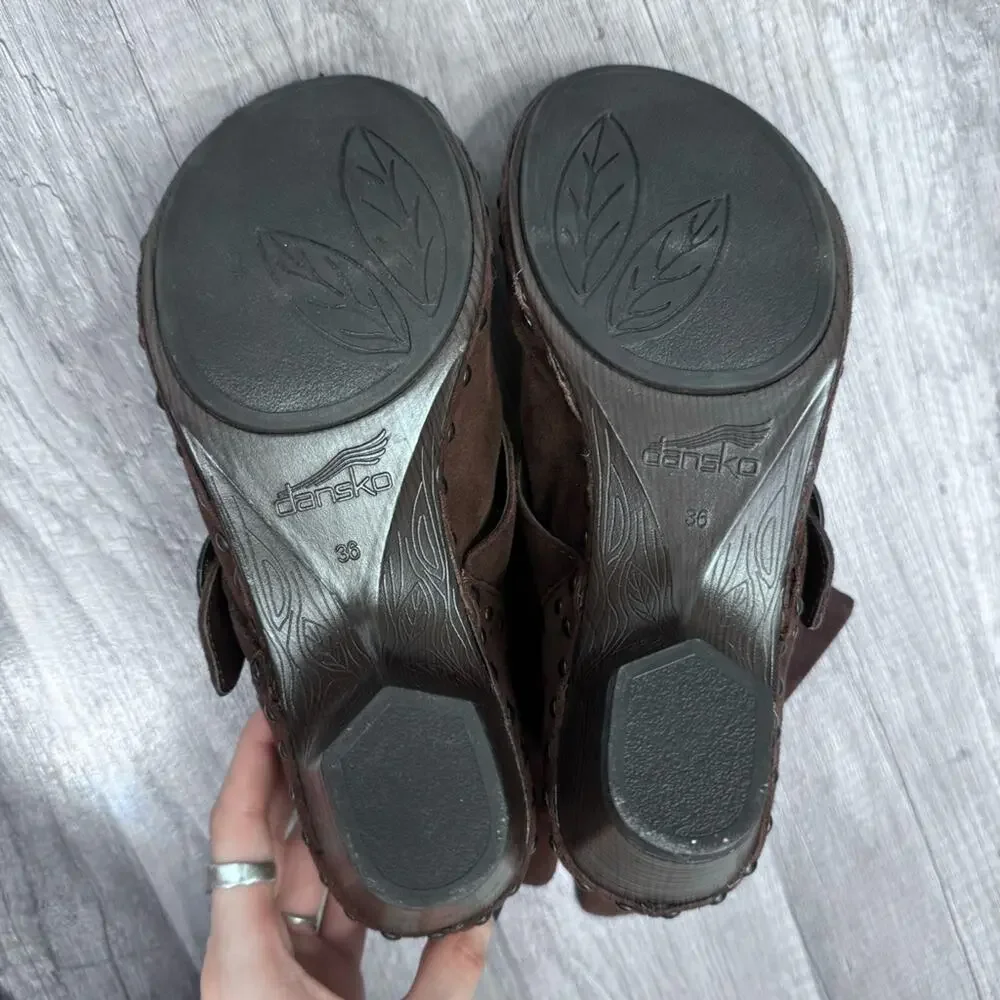 Dansko Nikita Brown Suede Heeled Boots with Studded Mid Ankle Boot 36 (5.5-6)